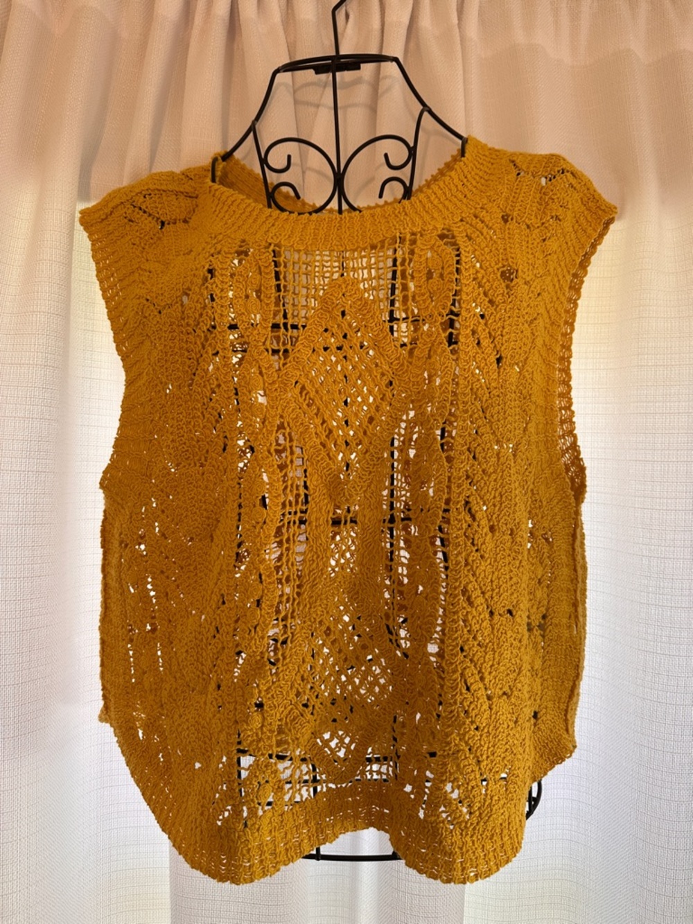 ZARA Mustard Yellow Crochet Knit Sleeveless Top